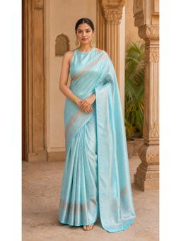 AMRUTKALA SAREES - Blue Banarasi Silk Kanjivaram Woven Saree with Unstitched Blouse