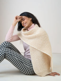 ToniQ - Beige Self Design Scarf