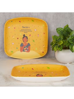 HomeTown - Good Life Melamine Square Small Plate Set Of 2 In Multi-Colour