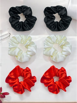 OOMPH - Multi-Colour Satin Silk Scrunchies (Pack of 6)