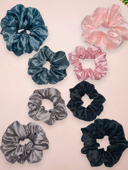 OOMPH - Satin Silk Multi-Colour Scrunchies (Pack of 8)