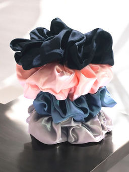 OOMPH - Multi-Colour Satin Silk Hair Scrunchies (Pack of 4)