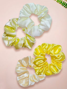 OOMPH - Satin Silk Multi-Colour Hair Scrunchies (Pack of 4)