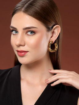 PANASH - Gold-Plated Contemporary Half Hoop Earrings