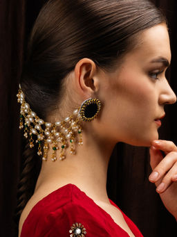 PANASH - Gold-Plated Pearls Beaded Contemporary Ear Chain
