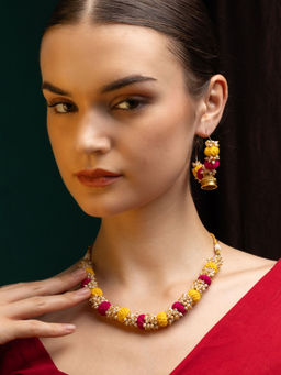 PANASH - Gold-Plated Pearls Studded and Beaded Jewellery Set