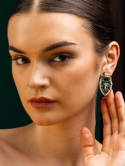 PANASH - Silver-Plated Studded and Beaded Teardrop Shaped Drop Earrings