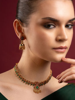 PANASH - Gold-Plated Stone Studded Jewellery Set