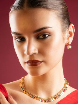 PANASH - Gold-Plated Stone Studded Jewellery Set