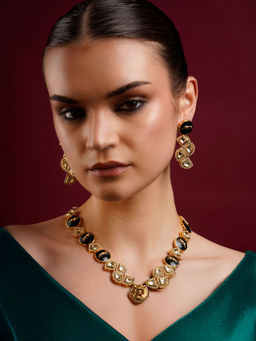 PANASH - Gold-Plated Kundan Stone Studded Jewellery Set