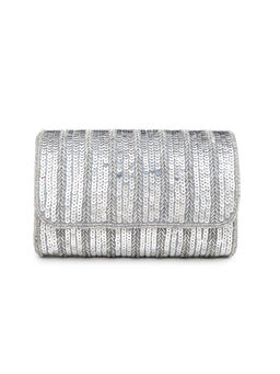 Tarini Nirula - Silver Camellia Sequins Batua