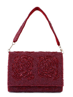 Tarini Nirula - Red Camellia Cherry Handbag with Detachable Straps
