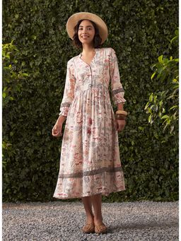 Lakshita - Light Grey Printed Muslin Dress