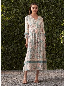 Lakshita - Ocean Blue Printed Muslin Dress