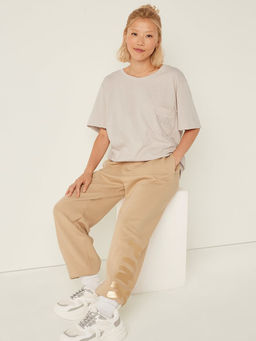 Victoria's Secret - Women Off White Cotton Short Sleeve T-Shirt