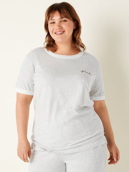 Victoria's Secret - Women Grey Cotton Half Sleeve T-Shirt (XS)