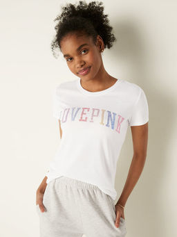 Victoria's Secret - Women White Knit Short Sleeve Perfect T-Shirt