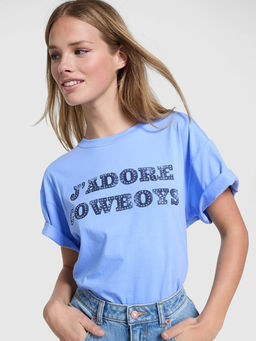 Victoria's Secret - Women Blue Cotton T-Shirt