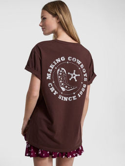 Victoria's Secret - Women Brown Cotton Typography T-Shirt