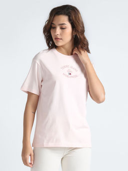 Tommy Hilfiger - Women Pink Relaxed Fit Cotton T-Shirt