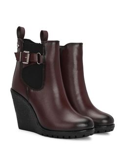 Delize - Womens Maroon Wedge Chelsea Boots