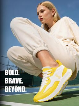 Louis Stitch - Women Yellow Lace-Up Sneakers