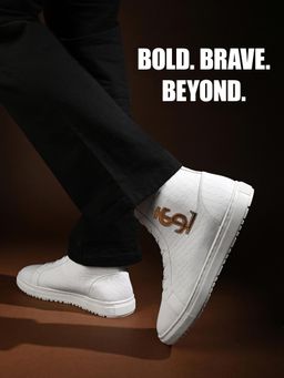 Louis Stitch - Men Imperial White Casual Lightweight Mid-Top Lace-Up Sneakers