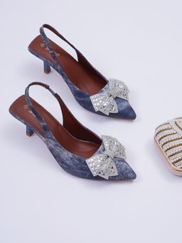 Sherrif Shoes - Women Navy Blue Stiletto Heels