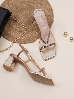 Sherrif Shoes - Women Gold Block Elegant Comfort Heels