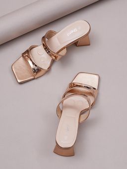 Sherrif Shoes - Women Rose Gold Block Heels