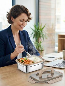 YELONA - Silver Stainless Steel Leakproof Food Storage Container