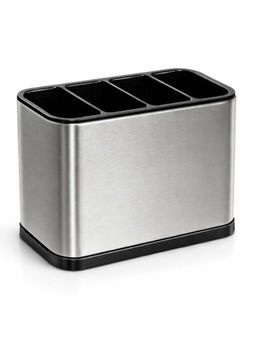 YELONA - Silver 4-Compartment Stainless Steel Cutlery Stand
