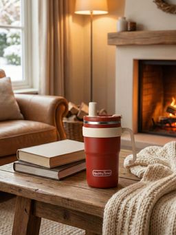 YELONA - Red Stainless Steel Insulated Leakproof Tea Infuser Mug with Strainer