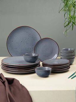 The Golden Theory - 18 Piece Pebble Grey Ceramic Dinner Set