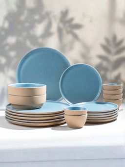 The Golden Theory - 20 Piece Sky Blue & Sand Ceramic Dinner Set