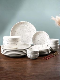 The Golden Theory - 20 Piece Speckled White Minimalist Ceramic Dinner Set