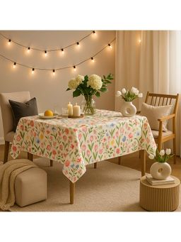 THROW PILLOW - Beige Spring Floral Wildflower Elegant Dining Table Cover