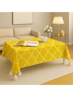 THROW PILLOW - Yellow Diamond Pattern Elegant Corner Tassels Dining Table Cover