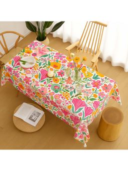 THROW PILLOW - White Vibrant Watercolour Garden Floral Elegant Table Cover