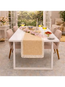 THROW PILLOW - Beige Fringe Centre Table Runner