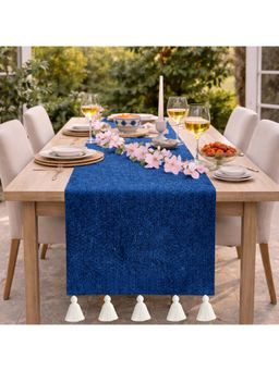 THROW PILLOW - Navy Blue Tassels Table Runner