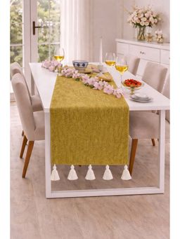 THROW PILLOW - Olive Green Tassel Table Runner