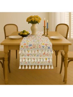 THROW PILLOW - Beige Spring Floral Wildflower Dining Decor Table Runner