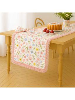 THROW PILLOW - Beige Spring Floral Wildflower Dining Decor Table Runner