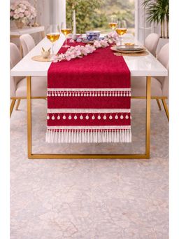 THROW PILLOW - Red Kowri Tassels Table Runner