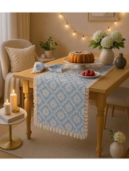 THROW PILLOW - Light Blue Damask Table Runner