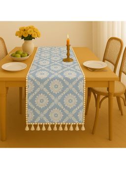 THROW PILLOW - Light Blue Damask Table Runner