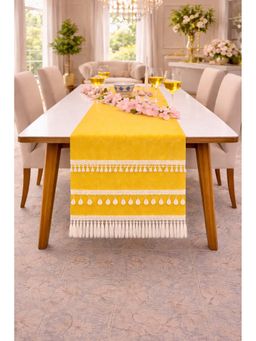 THROW PILLOW - Yellow Kowri Tassels Table Runner