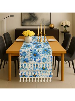 THROW PILLOW - Elegant White Watercolour Floral Table Runner