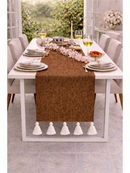 THROW PILLOW - Almond Brown Tassel Table Runner